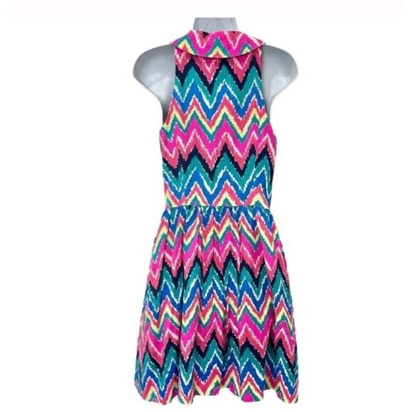 Lilly Pulitzer Sherlyn Dress Hearts A Flutter Chevron Sleeveless Pink Size 2 - Picture 2 of 14